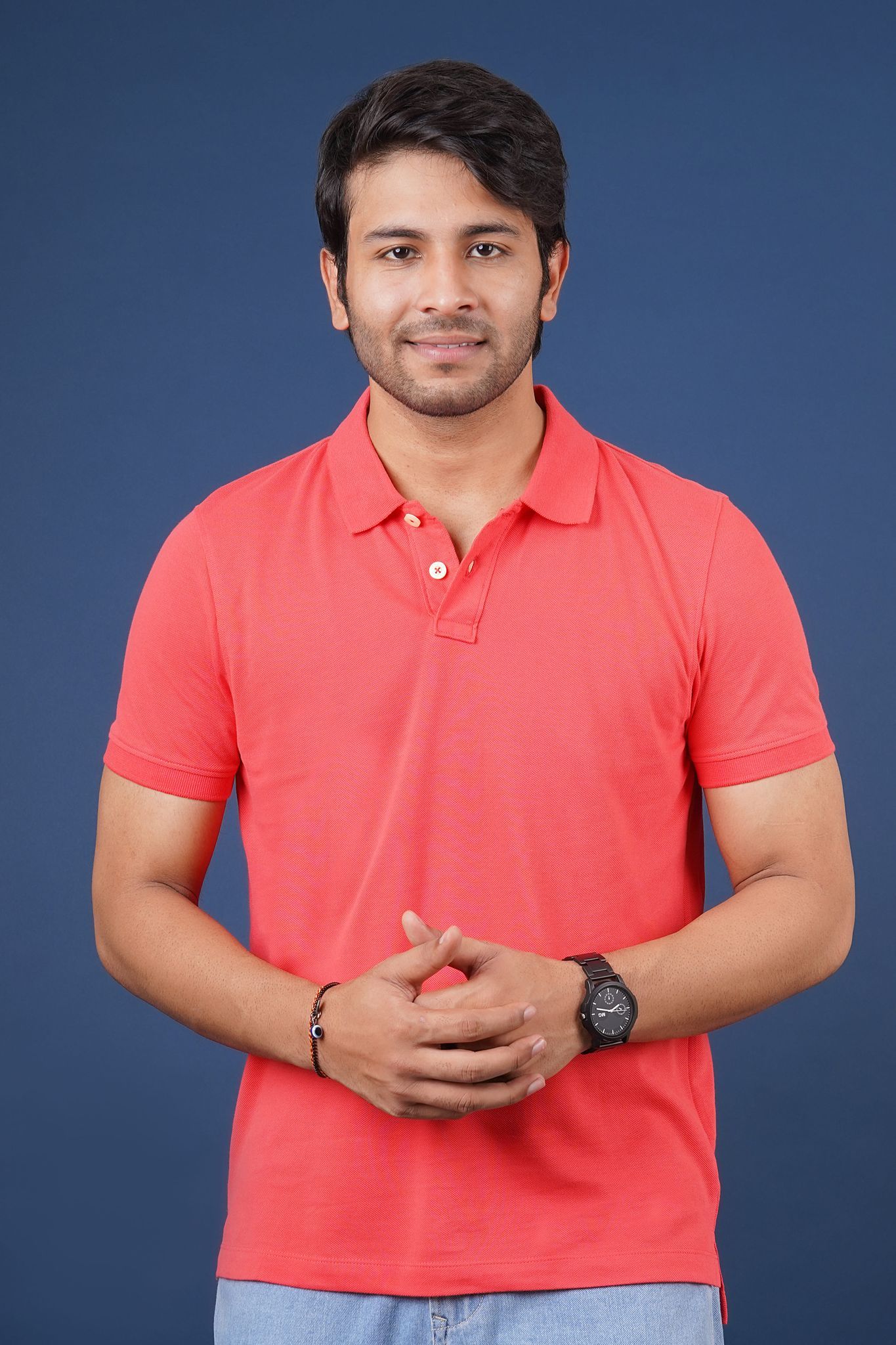 Men's Dark Pink Solid Polo T-Shirt