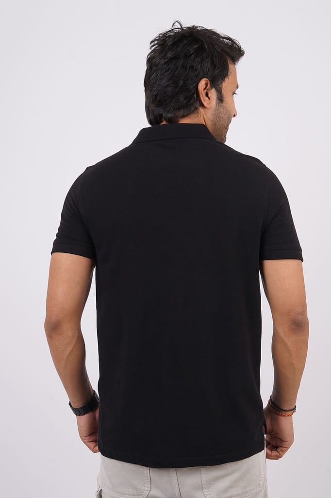 Men's Black Solid Polo T-Shirt