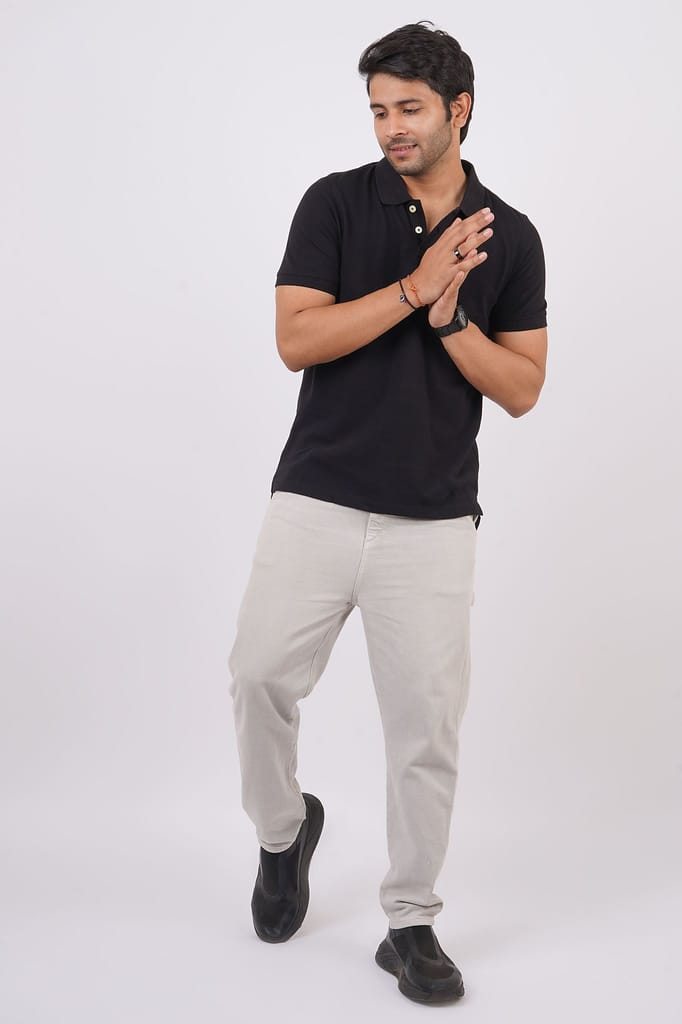 Men's Black Solid Polo T-Shirt