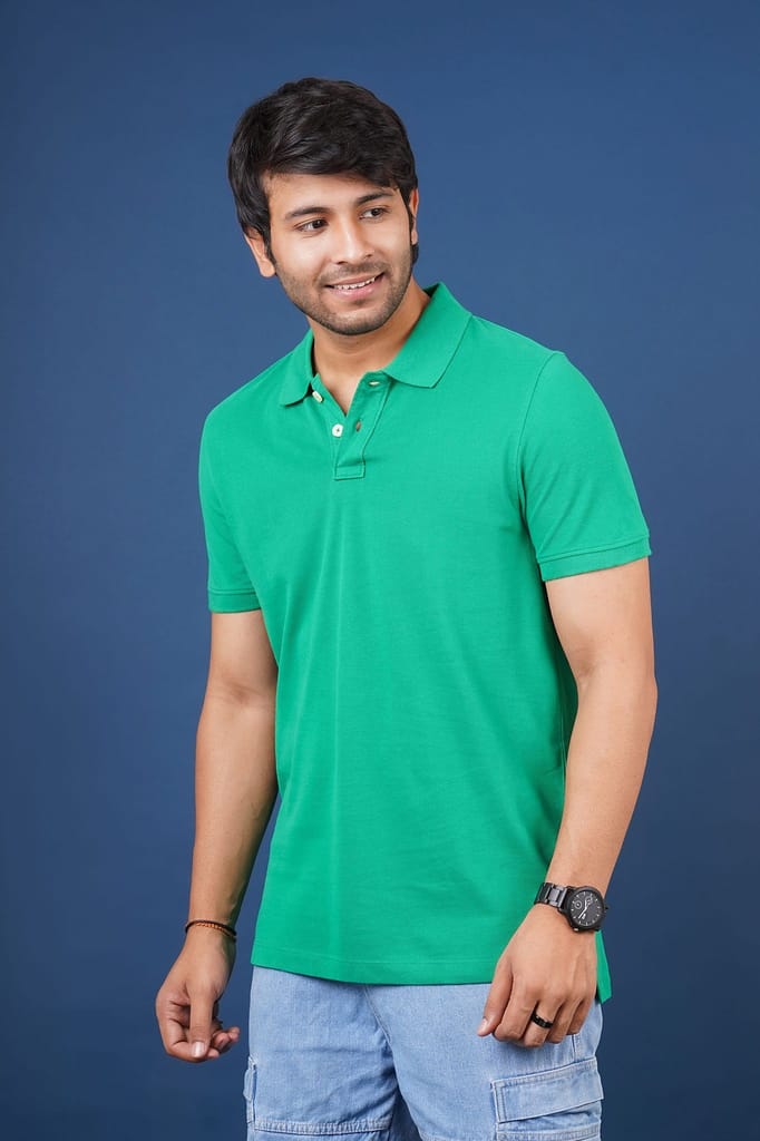Men's Green Solid Polo T-Shirt