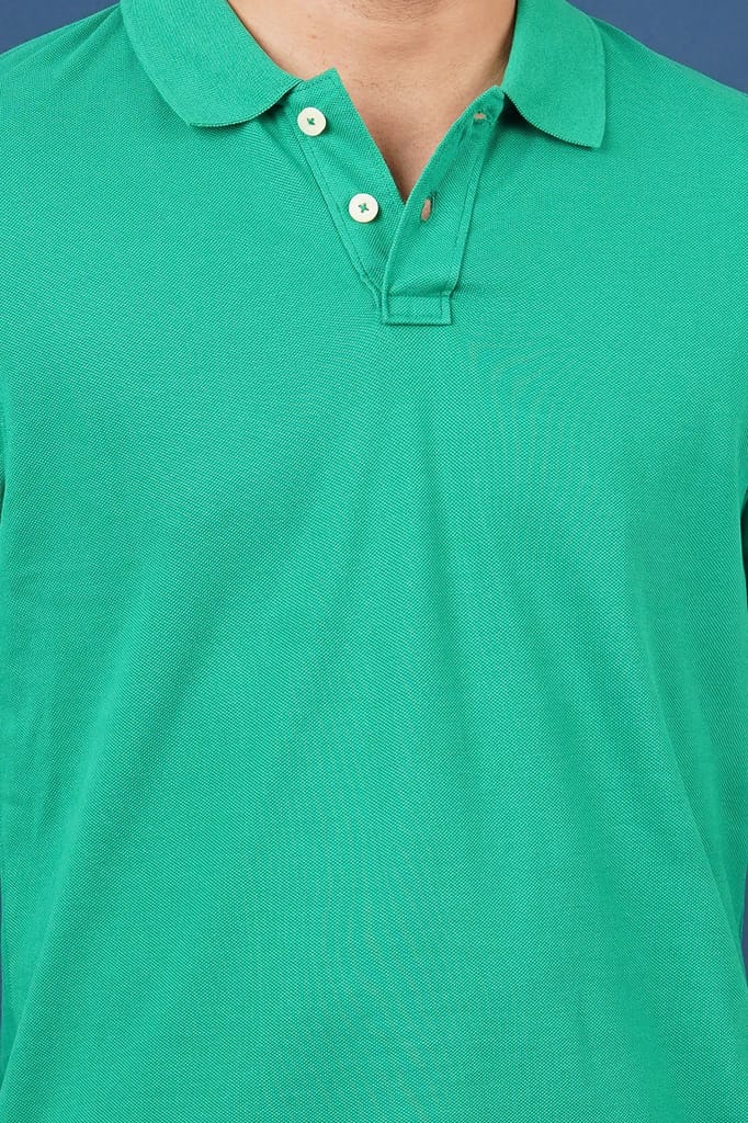Men's Green Solid Polo T-Shirt