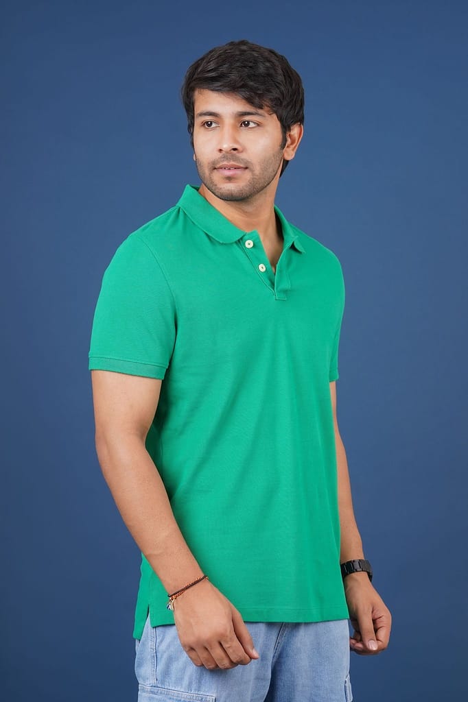 Men's Green Solid Polo T-Shirt