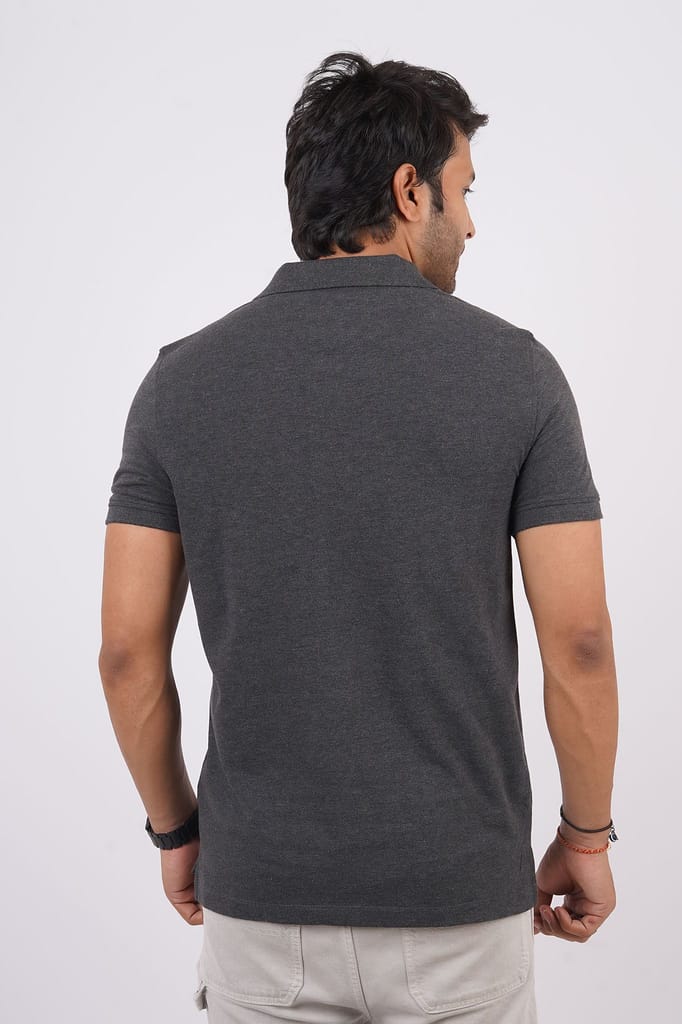 Men's Charcoal Solid  Polo T-Shirt