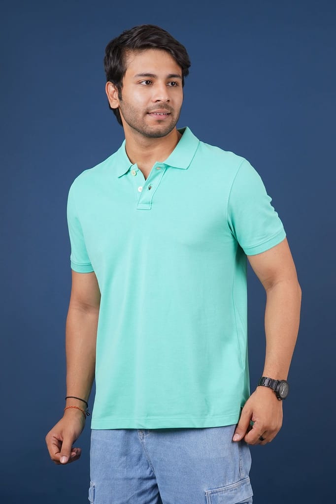 Men's Mint Solid  Polo T-Shirt