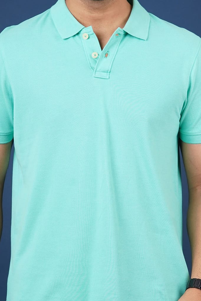 Men's Mint Solid  Polo T-Shirt