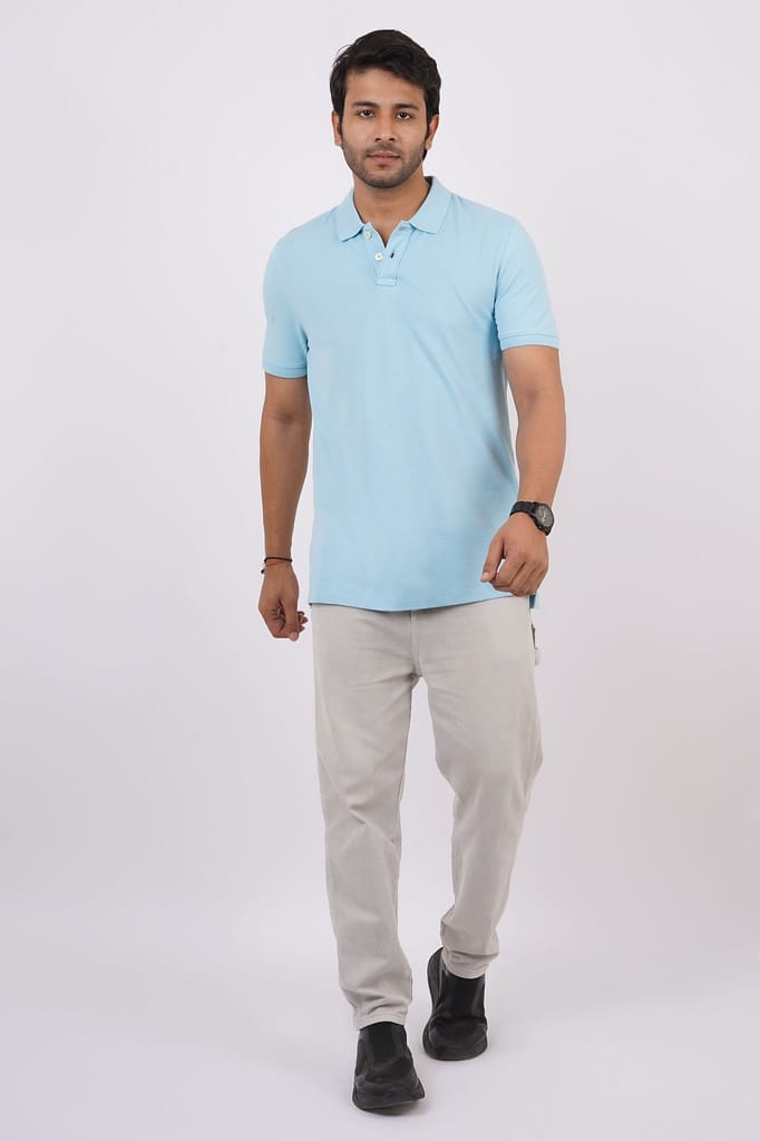 Men's Lt.Blue Solid Polo T-Shirt