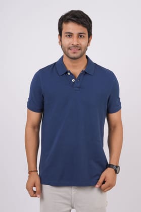 Men's Navy Solid Polo T-Shirt