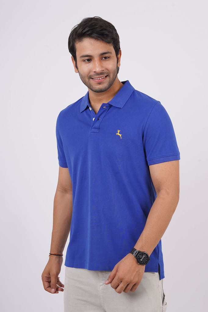Men's  Royal Blue Embroidery Polo T-Shirt