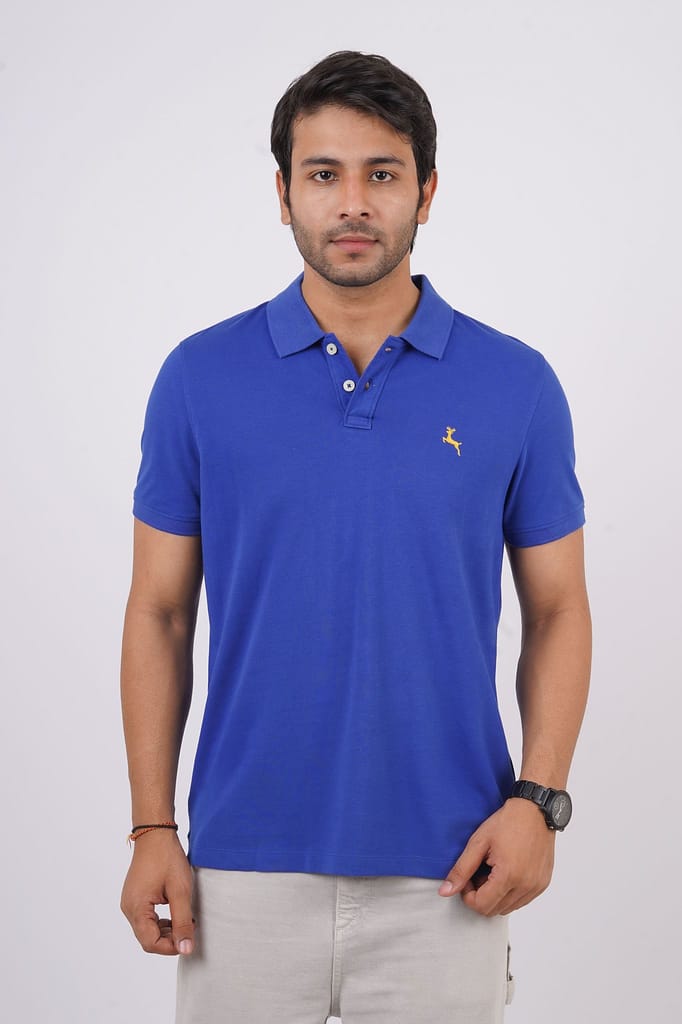 Men's Royal Blue Embroidery Polo T-Shirt