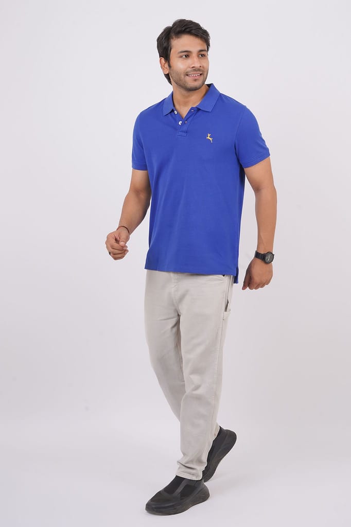 Men's  Royal Blue Embroidery Polo T-Shirt