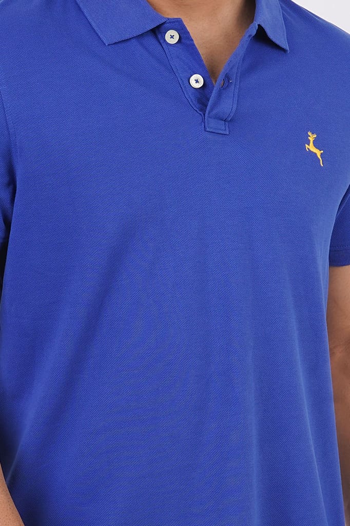 Men's  Royal Blue Embroidery Polo T-Shirt