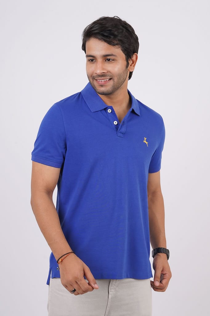 Men's  Royal Blue Embroidery Polo T-Shirt