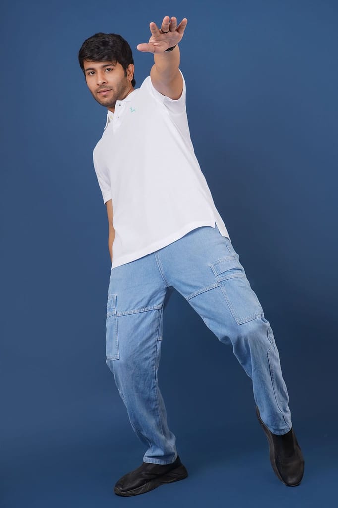 Men's White Embroidery Polo T-Shirt