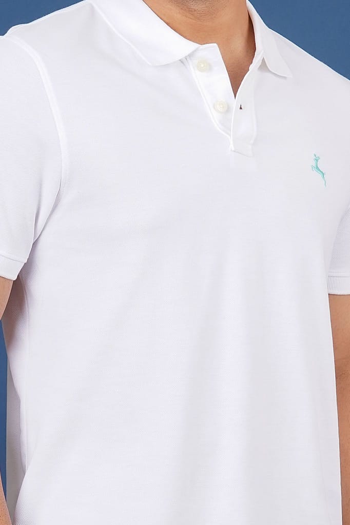Men's White Embroidery Polo T-Shirt
