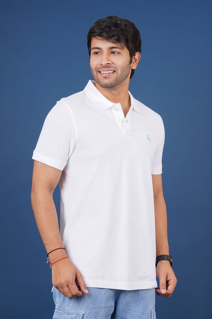 Men's White Embroidery Polo T-Shirt