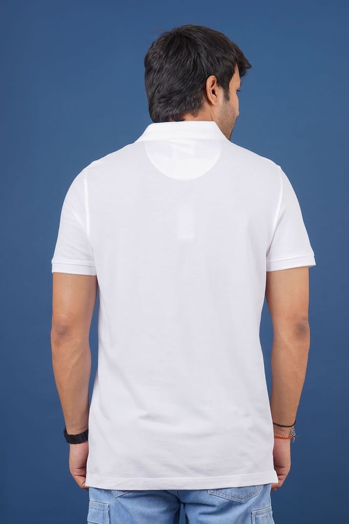 Men's White Embroidery Polo T-Shirt