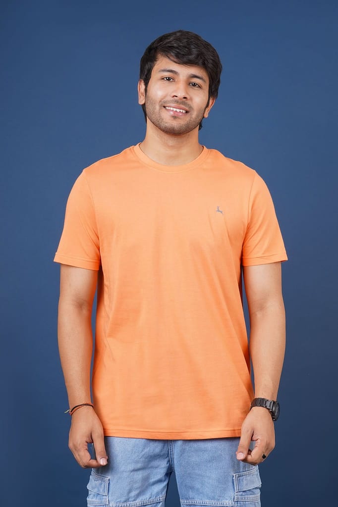 Men's Orange Embroidery Polo T-Shirt