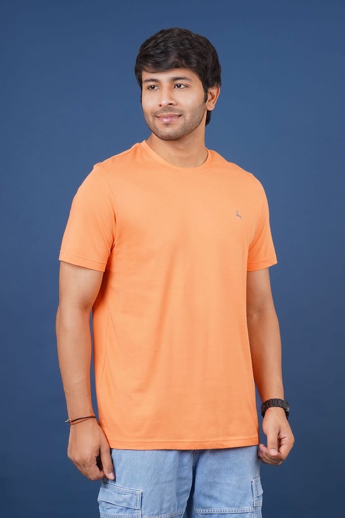 Men's Orange Embroidery Polo T-Shirt