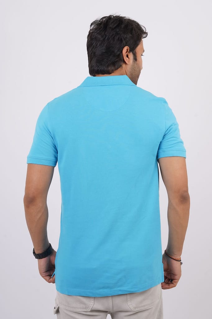 Men's Blue Embroidery Polo T-Shirt