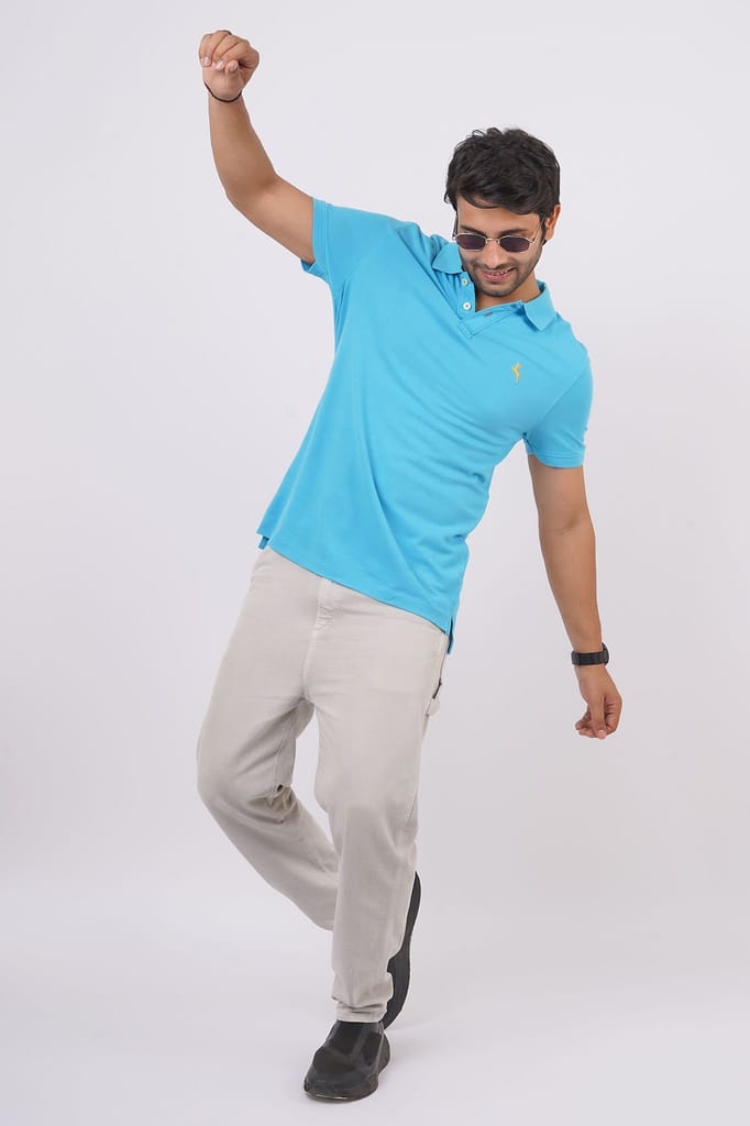Men's Blue Embroidery Polo T-Shirt