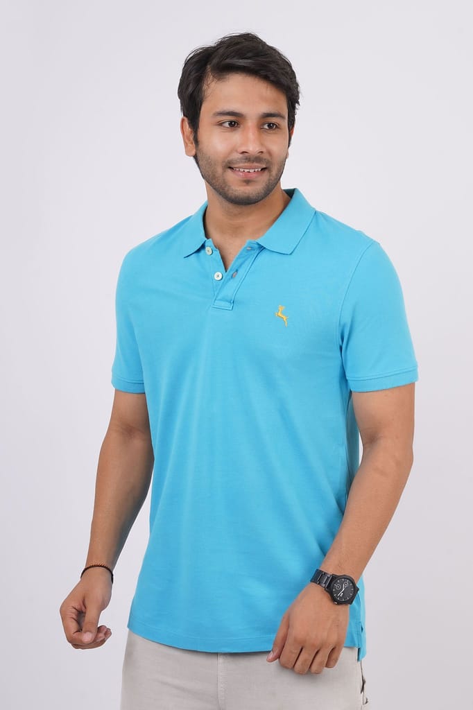 Men's Blue Embroidery Polo T-Shirt