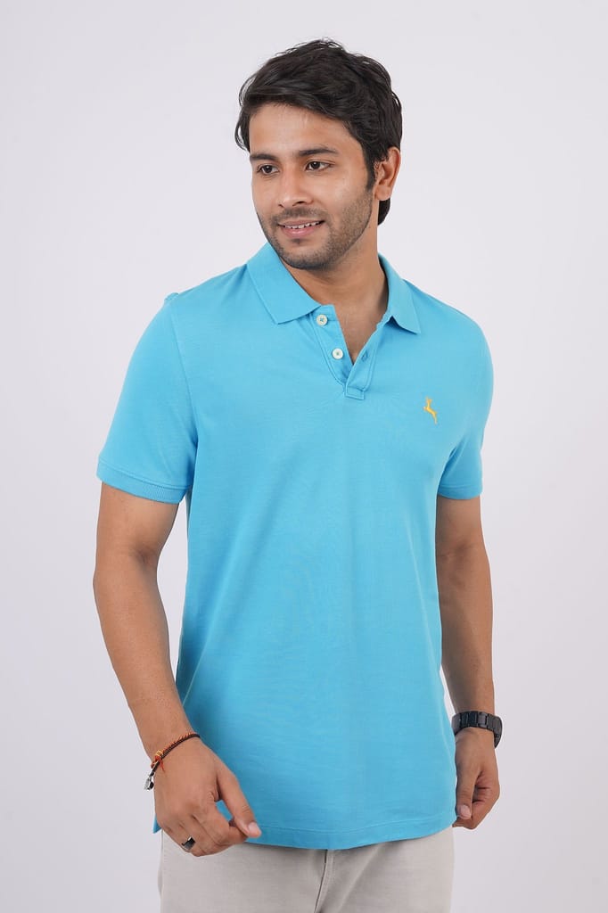 Men's Blue Embroidery Polo T-Shirt