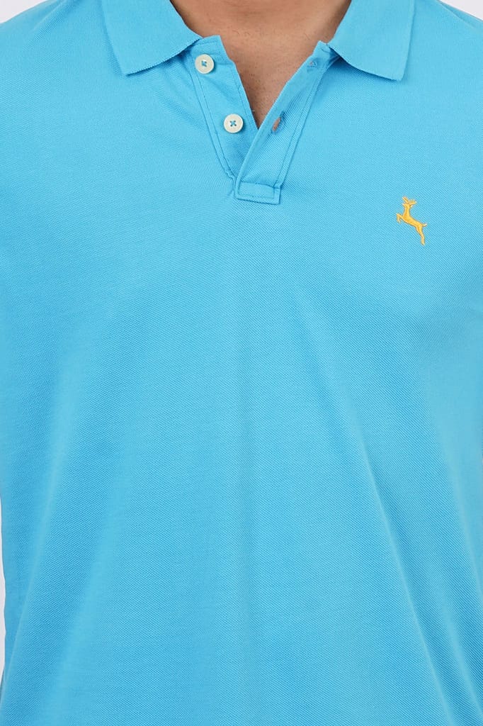 Men's Blue Embroidery Polo T-Shirt