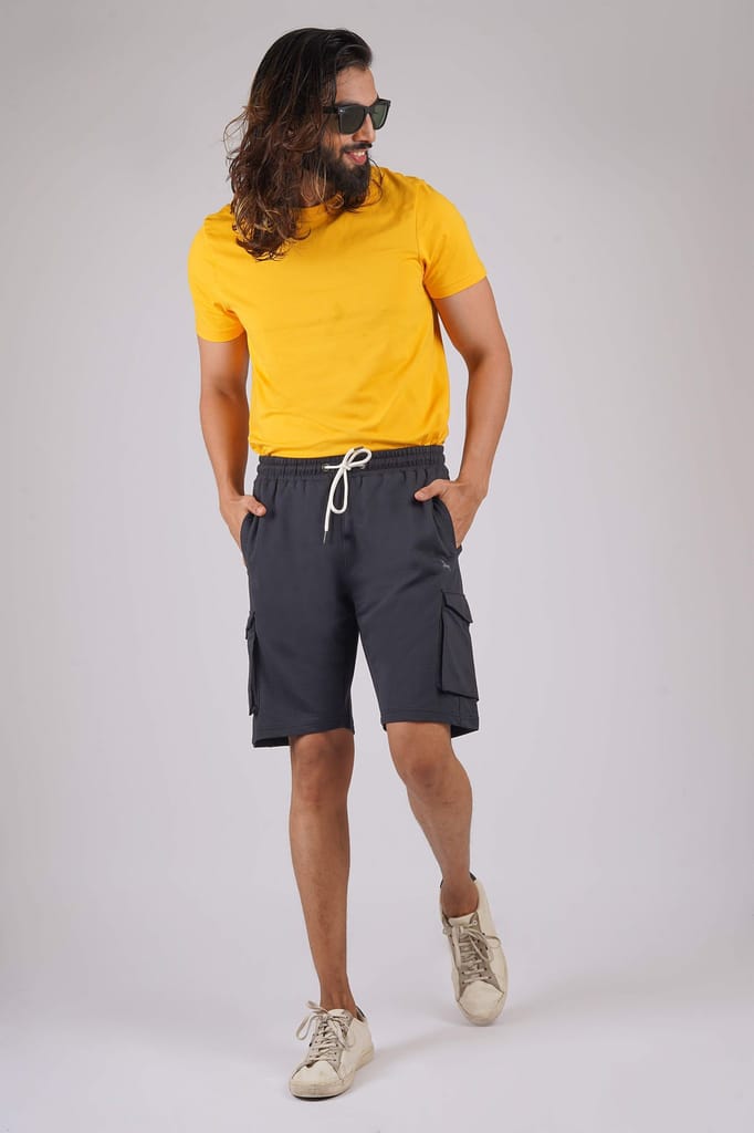 Men's Black Cargo Shorts with Logo
