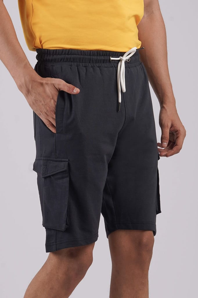 Men's Black Cargo Shorts with Logo