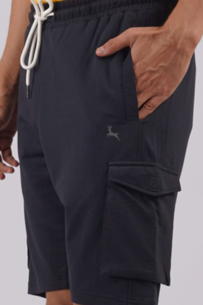Men's Black Cargo Shorts with Logo