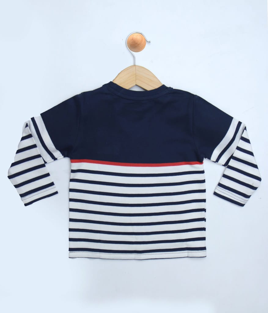 BOYS  STRIPED SWEAT SHIRT EMBELISHED LOGO