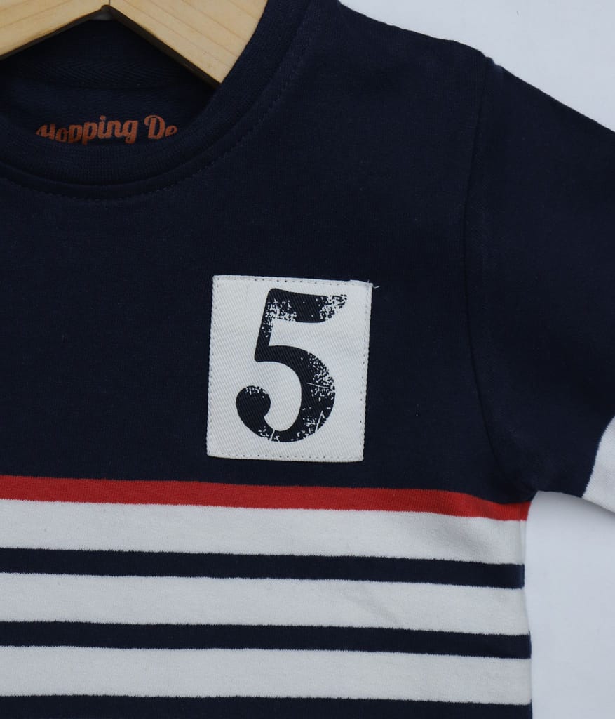 BOYS  STRIPED SWEAT SHIRT EMBELISHED LOGO