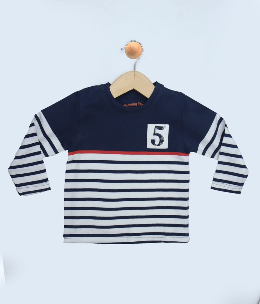 BOYS  STRIPED SWEAT SHIRT EMBELISHED LOGO