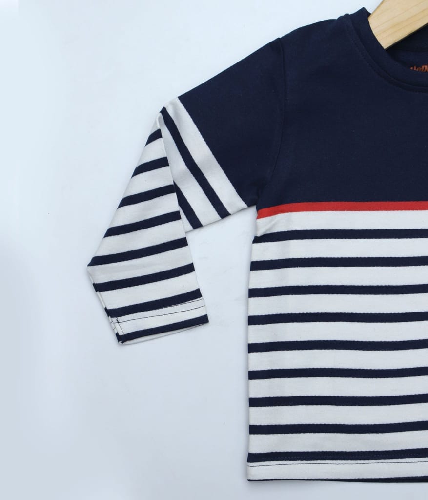 BOYS  STRIPED SWEAT SHIRT EMBELISHED LOGO