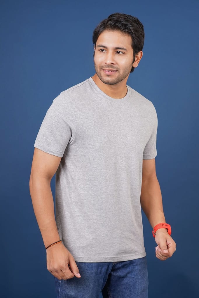 Men's Grey Melange S/J Crew Neck