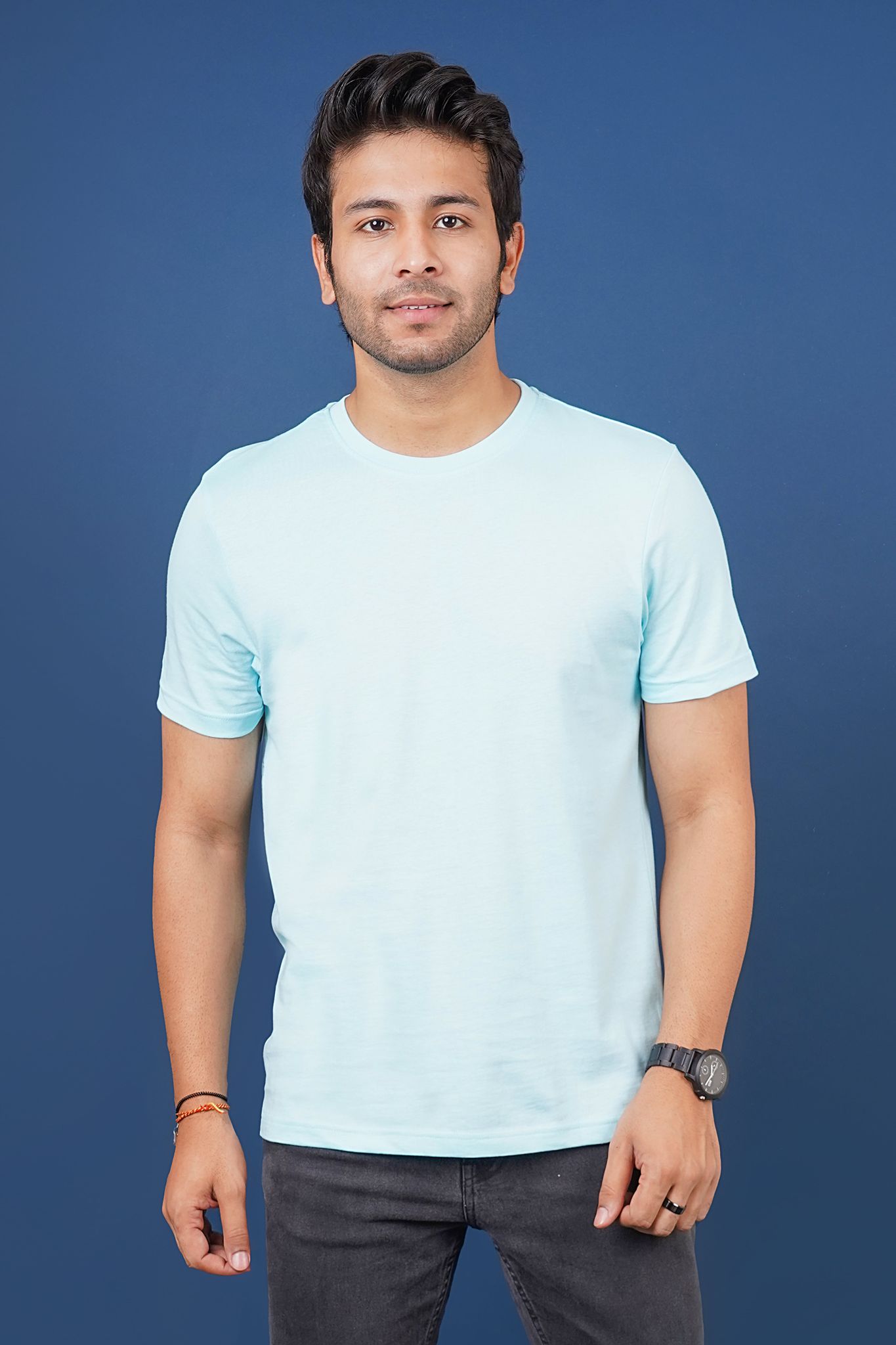 Men's Aqua S/J Crew Neck
