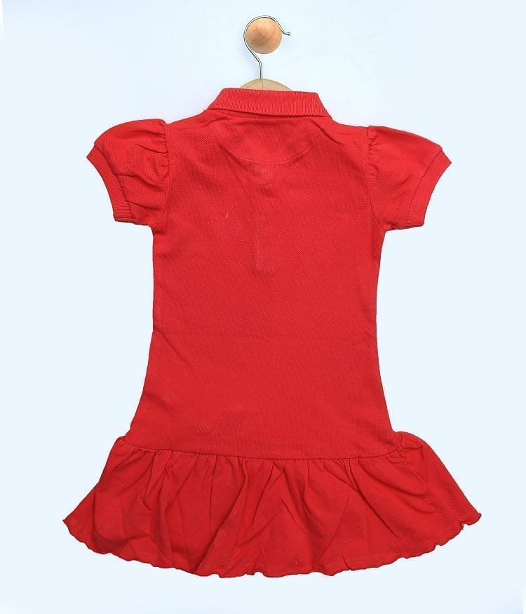 GIRLS RED PIQUE STYLISH FROCK