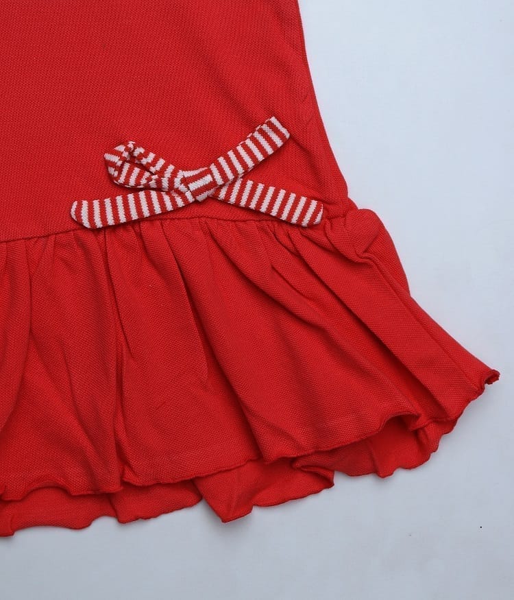 GIRLS RED PIQUE STYLISH FROCK
