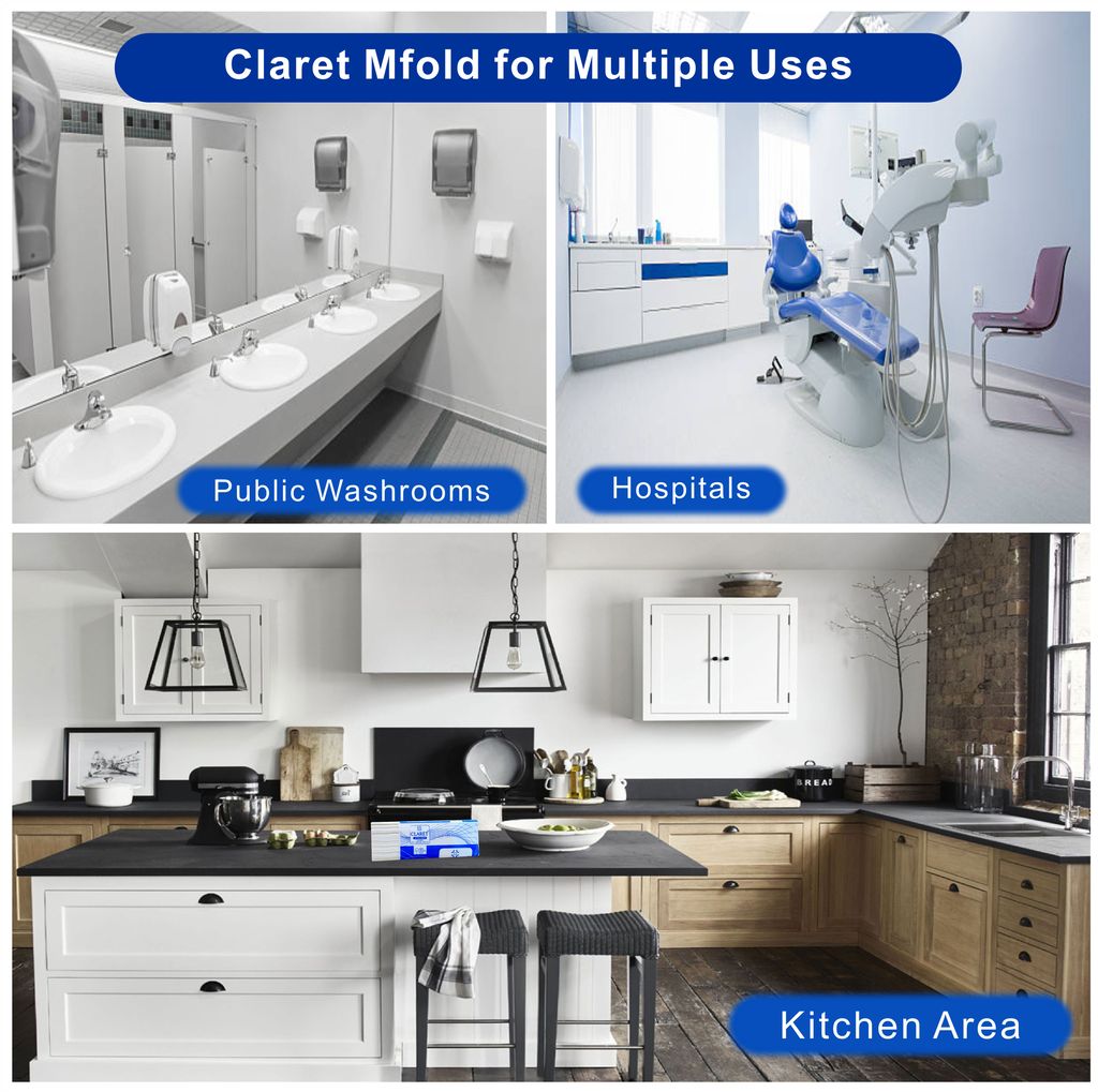 Claret Multi-Fold Tissues, 1-Ply, 100 Sheets, 21x21 cm, Made from 100% Virgin Pulp, Soft & Absorbent White Napkins for Home, Office or Events