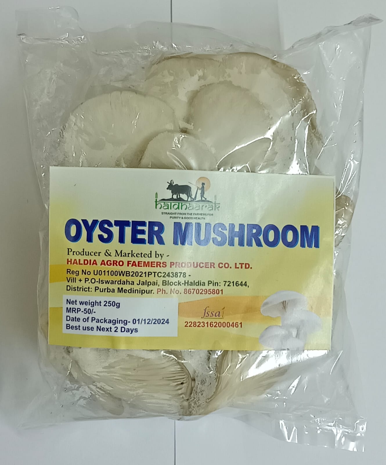 Oyster Mushrooms - Straight from the Farmers for Purity and Good Health - 250g"