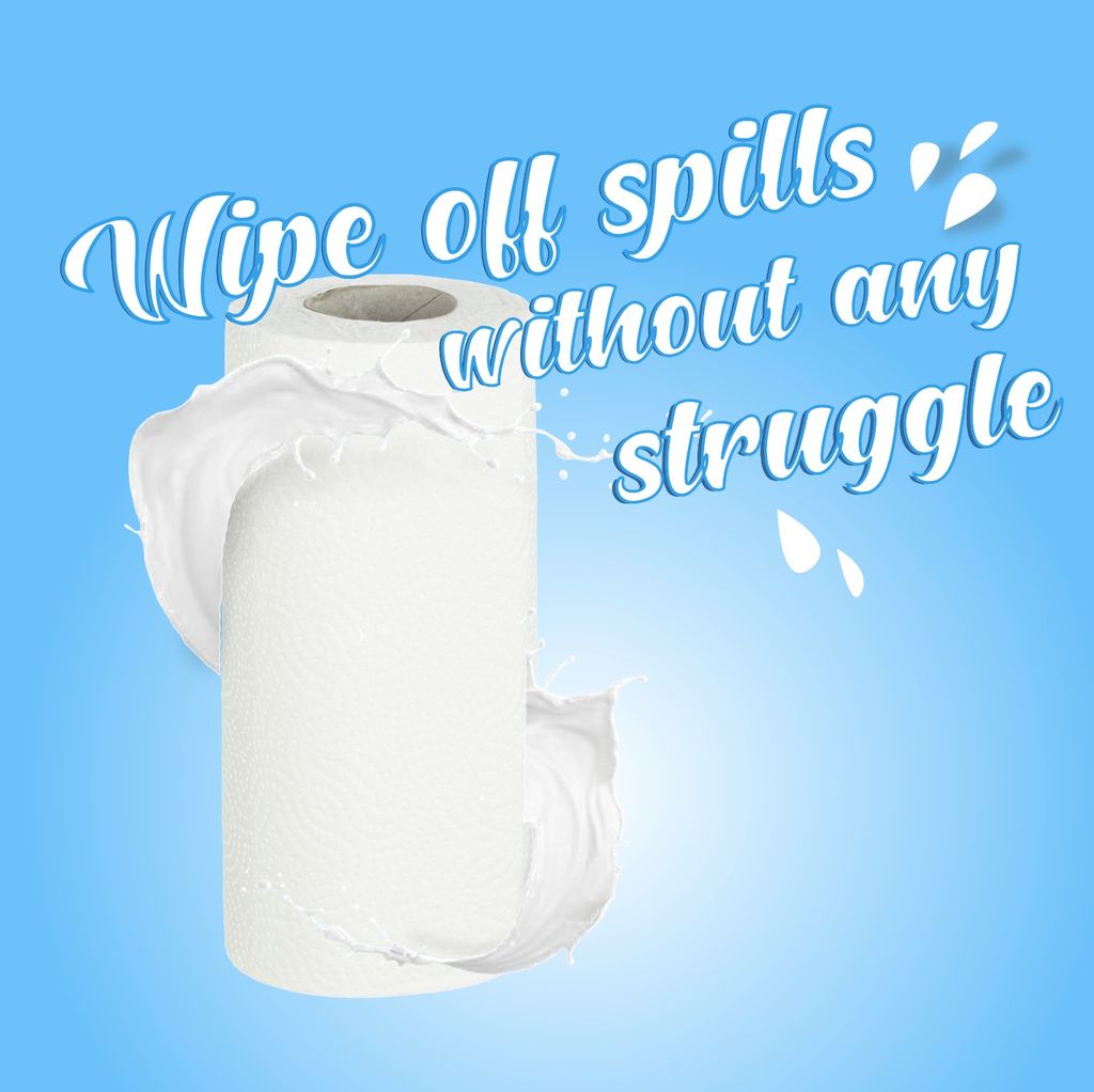 Claret Kitchen Roll, 20x20 cm, 60 Pulls per Roll, 2 Ply, 4 Pack, Soft & Absorbent, Ideal for Cleaning, Wiping Surfaces and Quick Spill Cleanup