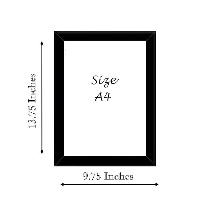 Black Wooden Photo Frame with Glass, A4 Size (13.75 x 9.75 Inches)