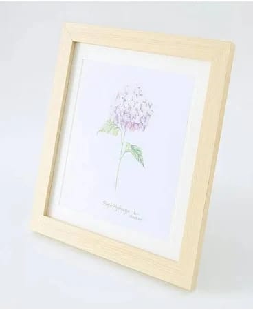Buy Hydrangea Flower Botanical Art Print - Natural Wood Frame - 8x10"