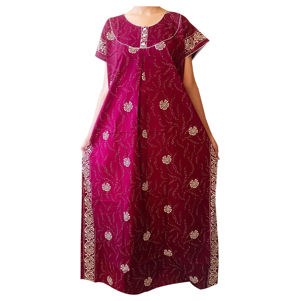 Women's Cotton Printed Long Maxi Nightgown - Comfortable Sleepwear Dress