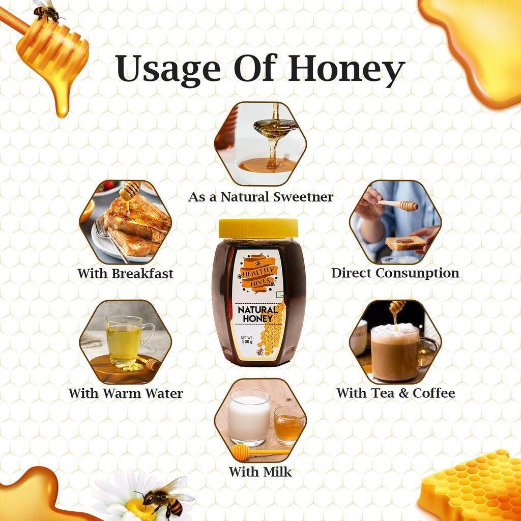 HEALTHY HIVES NATURAL Natural Honey - Pure, Raw, Unprocessed Honey for Immune Support & Culinary Delight - 100% Natural