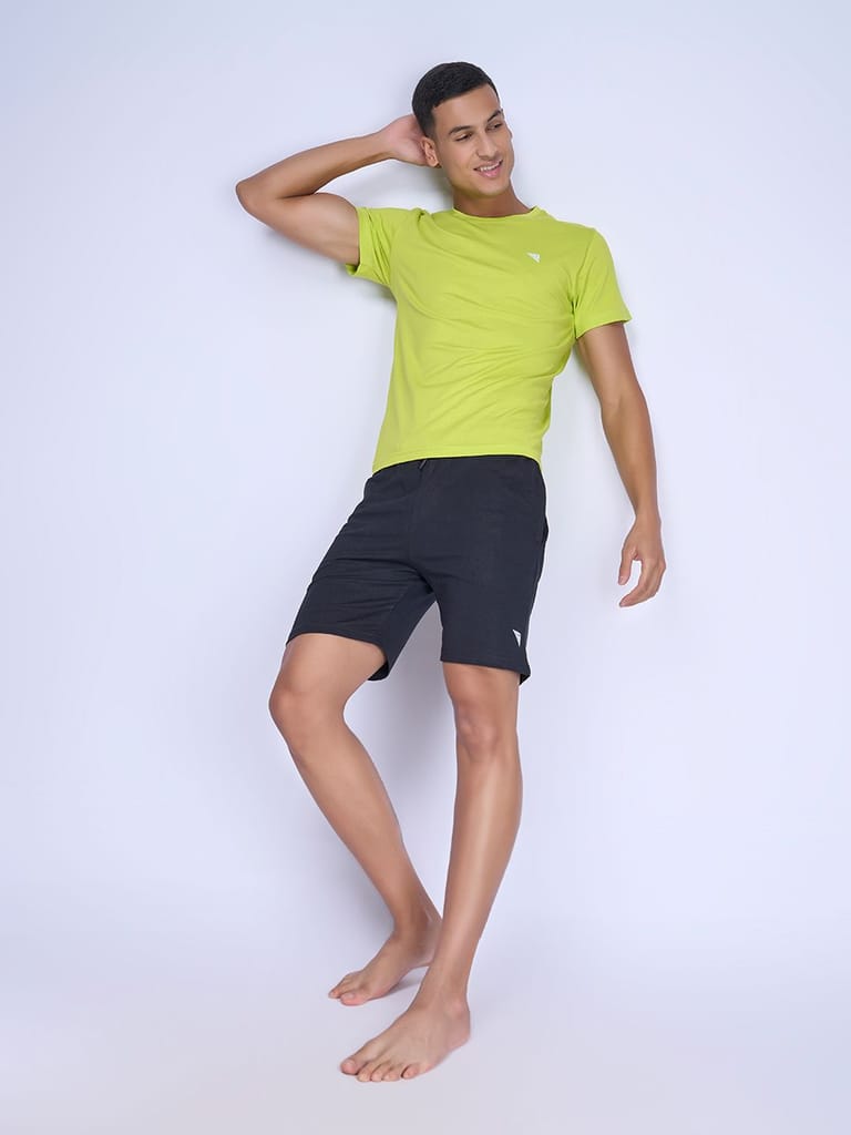 Latest Men Men's Super Combed Cotton Smart Fit One Side Zipper Shorts Black-ES1 2025 at ShopCirc