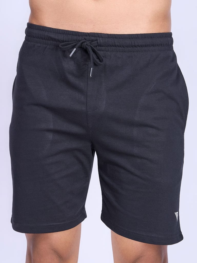 Latest Men Men's Super Combed Cotton Smart Fit One Side Zipper Shorts Black-ES1 2025 at ShopCirc