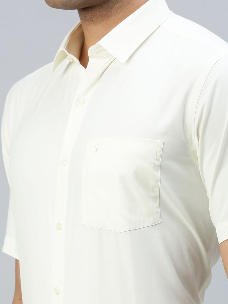 Mens Cotton Cream Shirt Half Sleeves Chiranjeevi
