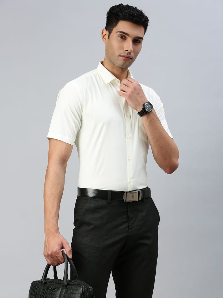 Mens Cotton Cream Shirt Half Sleeves Chiranjeevi