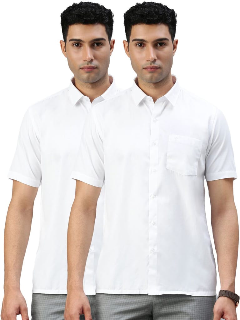 Modern Men Mens Cotton White Shirt Half Sleeves Wewin New (2 Pcs Pack) 2025 at ShopCircuit | OND
